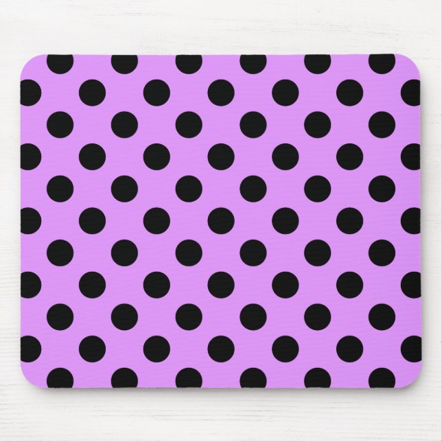 Black polka dots på lilac musmatta (Framsidan)