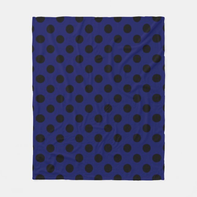 Black polka dots på marinblått fleecefilt (Framsidan)