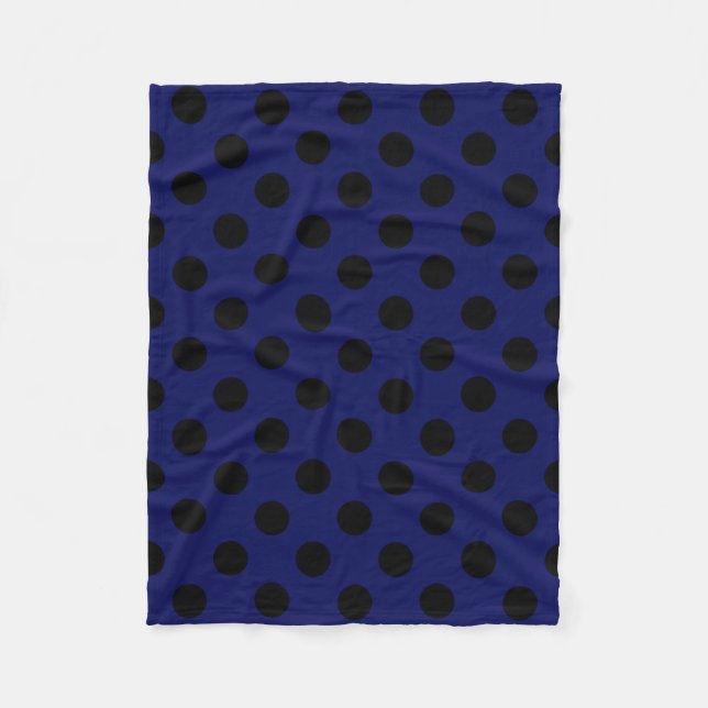 Black polka dots på marinblått fleecefilt (Framsidan)