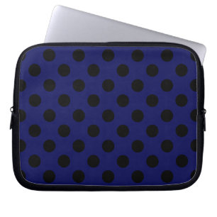 Black polka dots på marinblått laptop fodral