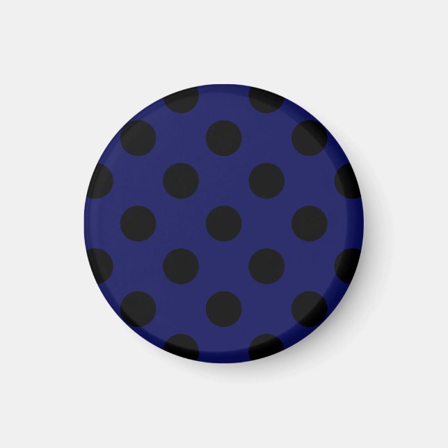 Black polka dots på marinblått magnet (Framsidan)