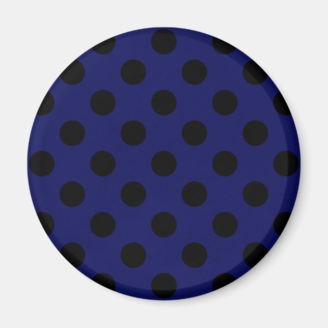 Black polka dots på marinblått magnet (Framsidan)