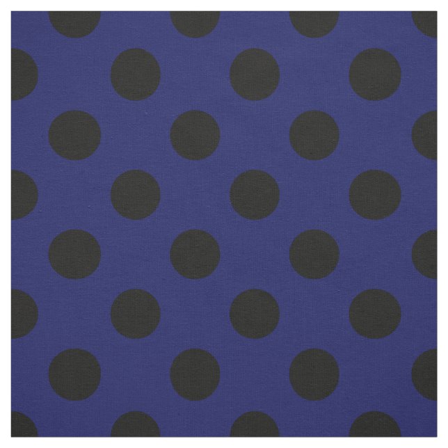 Black polka dots på marinblått tyg (Provkarta)
