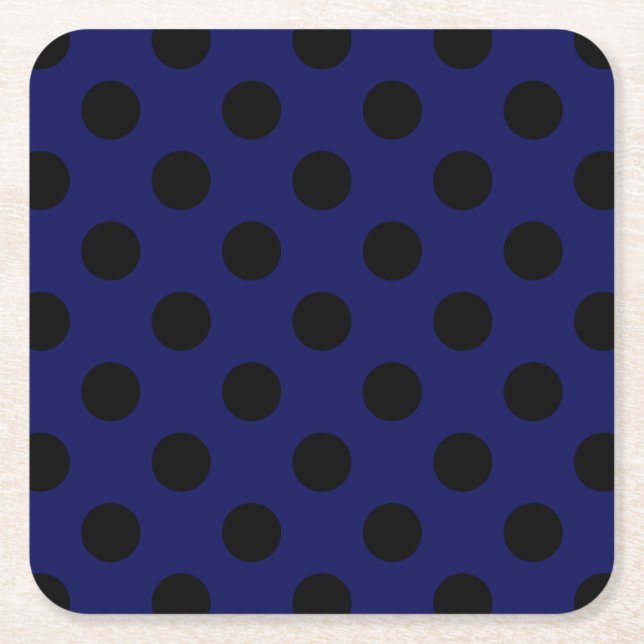 Black polka dots på marinblått underlägg papper kvadrat (Framsidan)