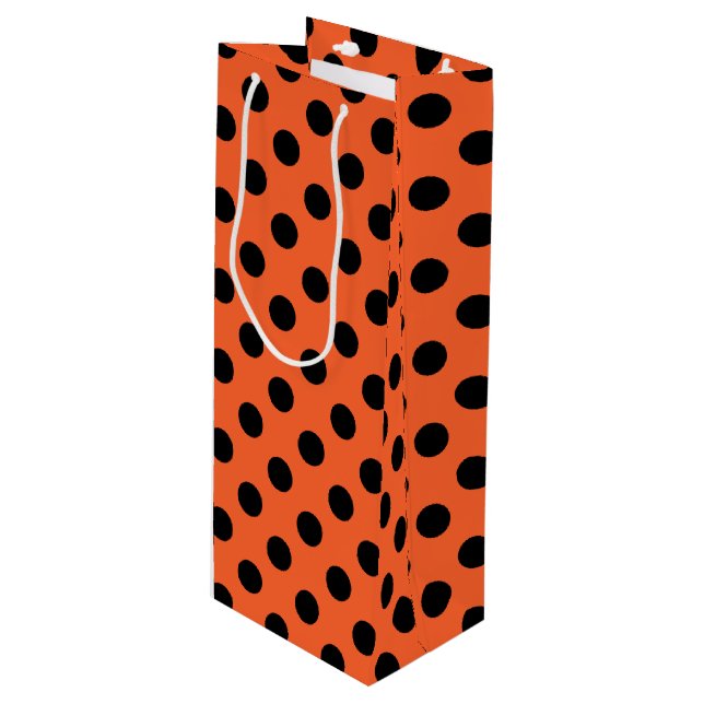 Black polka dots på orange (Framsidan Vinklad)