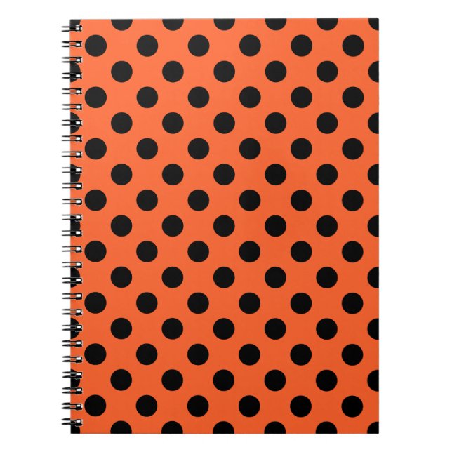 Black polka dots på orange anteckningsbok (Framsidan)