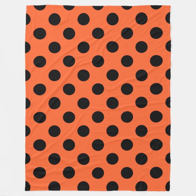 Black polka dots på orange fleecefilt (Framsidan)