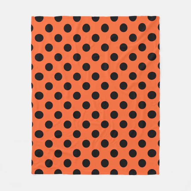 Black polka dots på orange fleecefilt (Framsidan)