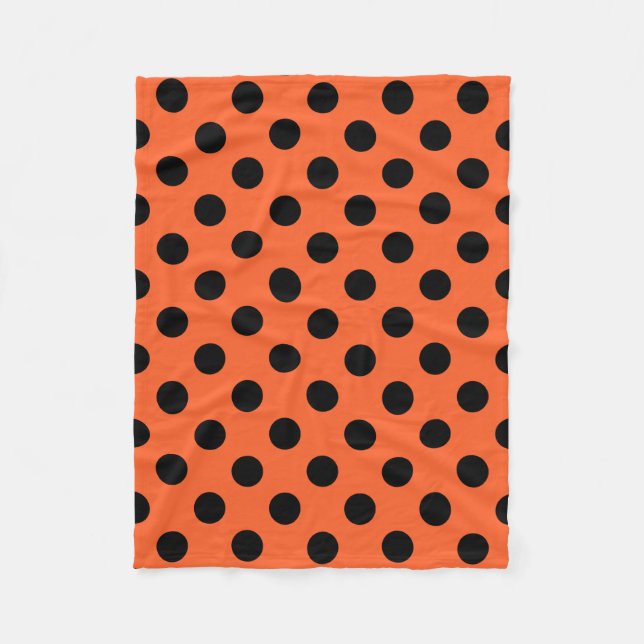 Black polka dots på orange fleecefilt (Framsidan)