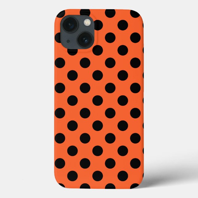 Black polka dots på orange Fodral-Mate iphone case (Baksida)