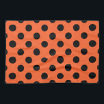 Black polka dots på orange kökshandduk<br><div class="desc">Black polka dots på orange</div>