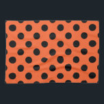 Black polka dots på orange kökshandduk<br><div class="desc">Black polka dots på orange</div>