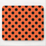 Black polka dots på orange musmatta<br><div class="desc">Black polka dots på orange</div>