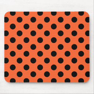 Black polka dots på orange musmatta