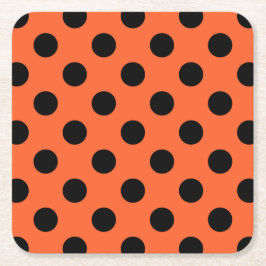 Black polka dots på orange underlägg papper kvadrat