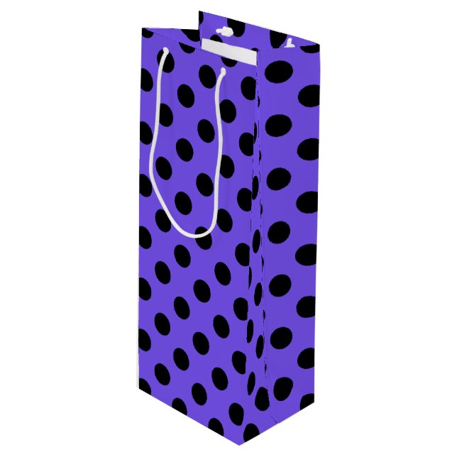 Black polka dots på periwinkle (Framsidan Vinklad)