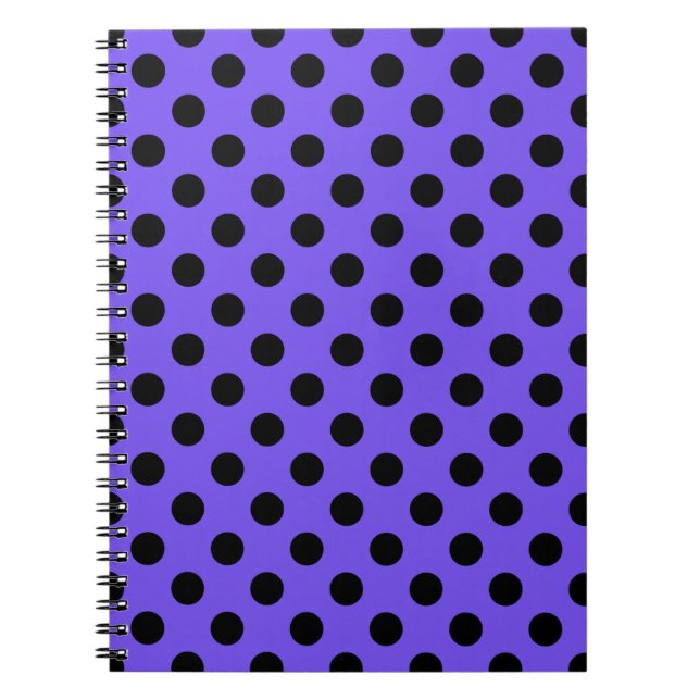 Black polka dots på periwinkle anteckningsbok (Framsidan)