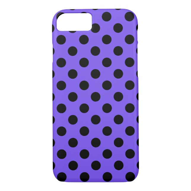 Black polka dots på periwinkle Case-Mate iPhone skal (Baksida)