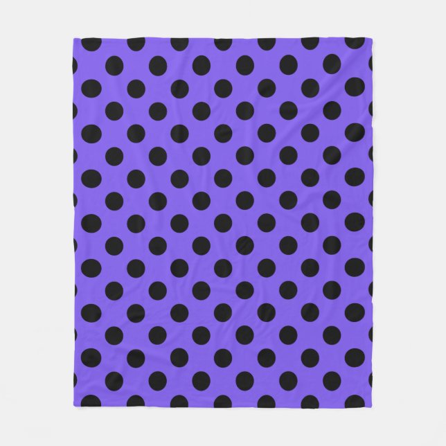 Black polka dots på periwinkle fleecefilt (Framsidan)