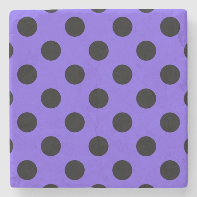 Black polka dots på periwinkle stenunderlägg (Framsidan)