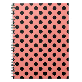 Black polka dots på persikor anteckningsbok med spiral