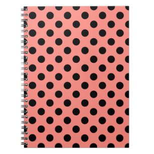 Black polka dots på persikor anteckningsbok med spiral
