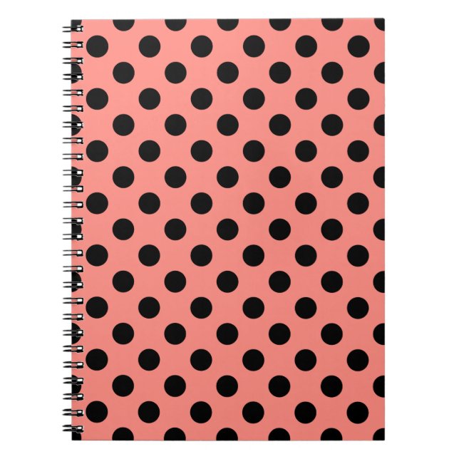 Black polka dots på persikor anteckningsbok med spiral (Framsidan)