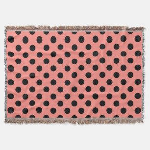 Black polka dots på persikor filt