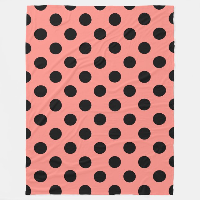 Black polka dots på persikor fleecefilt (Framsidan)