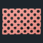 Black polka dots på persikor kökshandduk<br><div class="desc">Black polka dots på persikor</div>