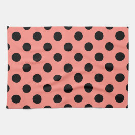 Black polka dots på persikor kökshandduk