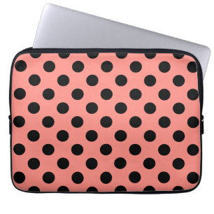 Black polka dots på persikor laptop fodral
