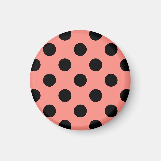 Black polka dots på persikor magnet (Framsidan)