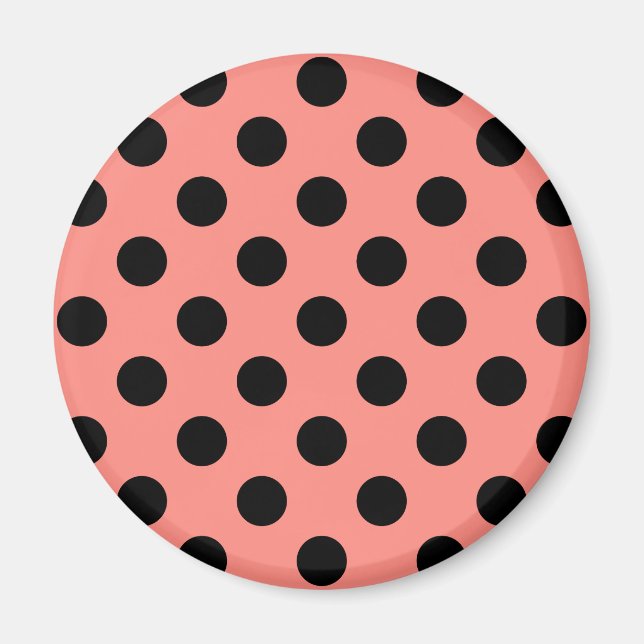 Black polka dots på persikor magnet (Framsidan)