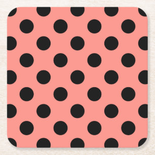 Black polka dots på persikor underlägg papper kvadrat