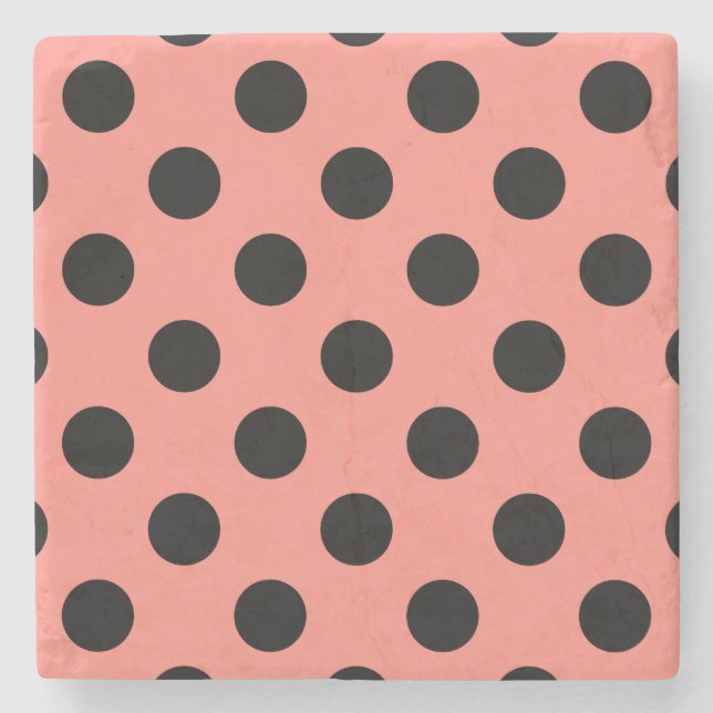Black polka dots på persikor underlägg sten (Framsidan)