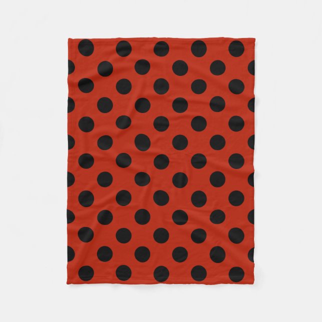 Black polka dots på röd fleecefilt (Framsidan)