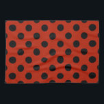 Black polka dots på röd kökshandduk<br><div class="desc">Black polka dots på röd</div>
