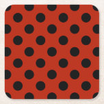 Black polka dots på röd underlägg papper kvadrat<br><div class="desc">Black polka dots på röd</div>