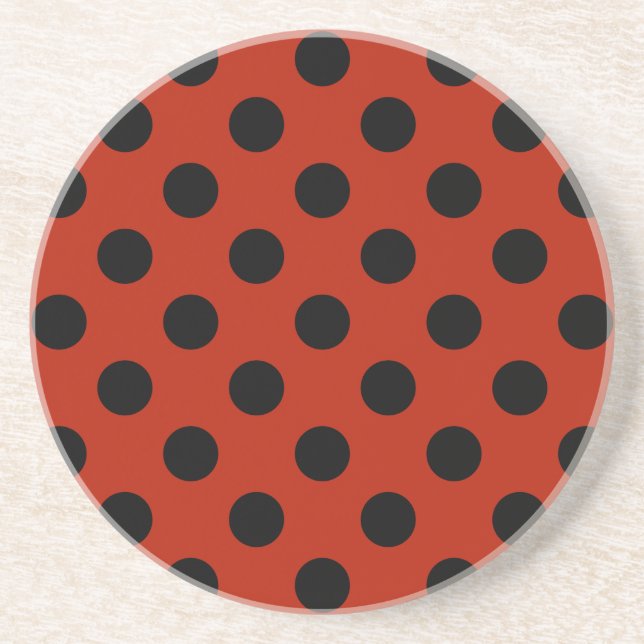 Black polka dots på röd underlägg sandsten (Framsidan)