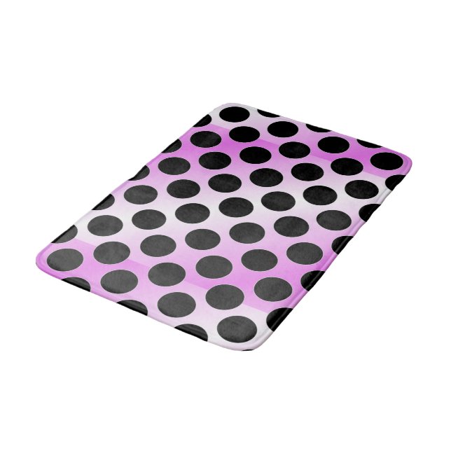 Black polka dots på rosa badrumsmatta (Vinklad)