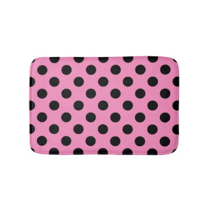 Black polka dots på rosa badrumsmatta