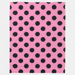 Black polka dots på rosa fleecefilt