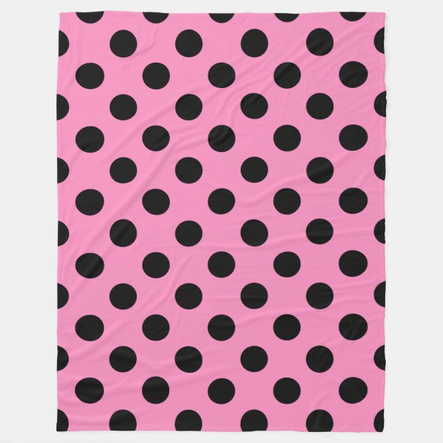 Black polka dots på rosa fleecefilt (Framsidan)