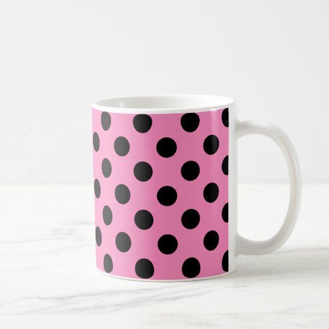 Black polka dots på rosa kaffemugg (Höger)