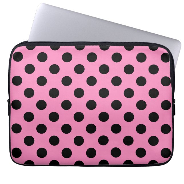 Black polka dots på rosa laptop fodral (Framsidan)
