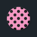 Black polka dots på rosa magnet<br><div class="desc">Black polka dots på rosa</div>