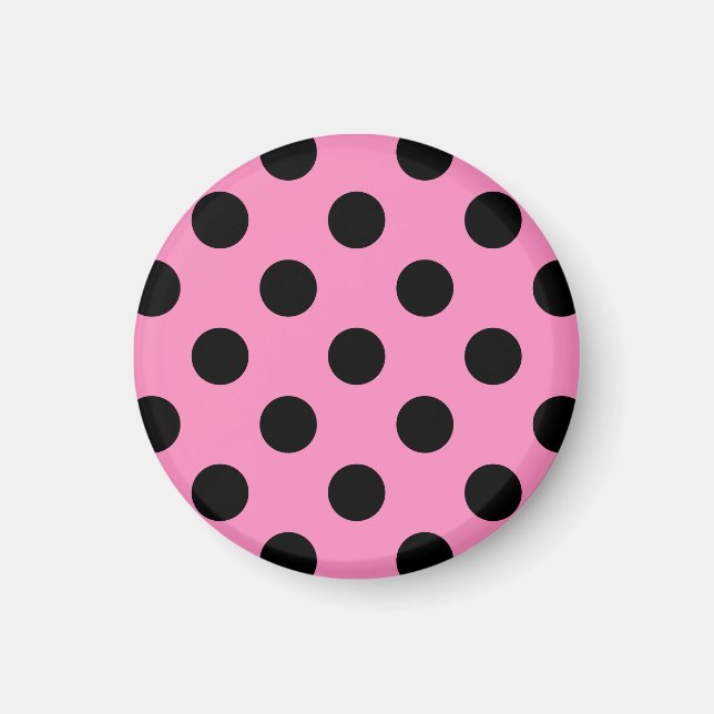 Black polka dots på rosa magnet (Framsidan)