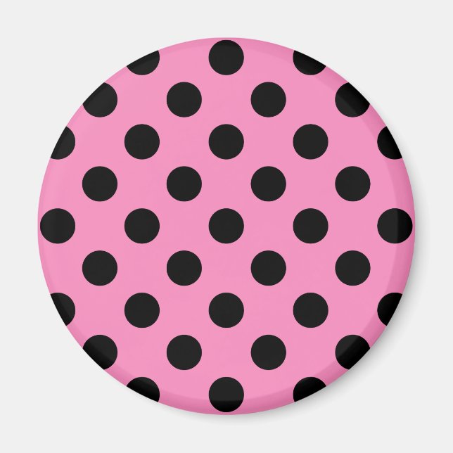 Black polka dots på rosa magnet (Framsidan)