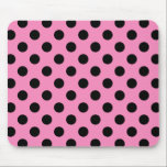 Black polka dots på rosa musmatta<br><div class="desc">Black polka dots på rosa</div>